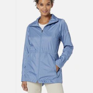 COLUMBIA Dusk Blue Long Wind Jacket w/ Hood 'Isabella Lake' NWT